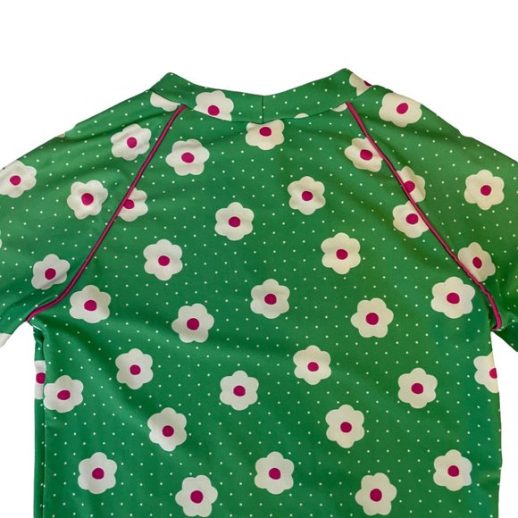 MINI BODEN GREEN PINK FLORAL POLKA DOTS RASH GUARD SWIM SHIRT TOP SIZE 9-10 Y - Picture 5 of 6